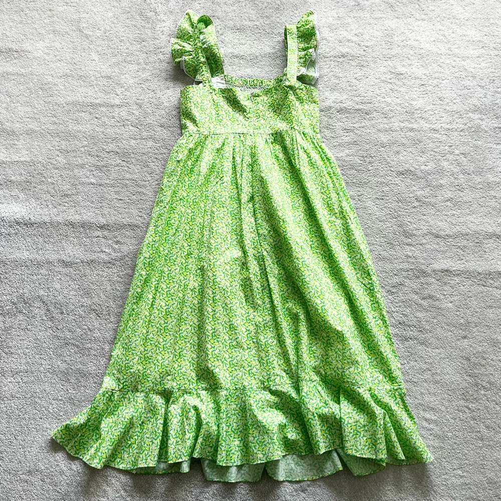 TUCKERNUCK DITSY FLORAL RUFFLE SLEEVE SMOCKED CHEST MIDI DRESS SIZE SMALL - Picture 10 of 10
